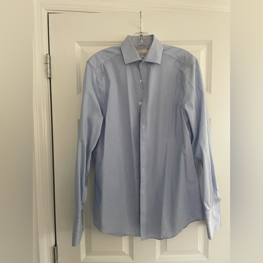 Michael Kors French Cuff Dress Shirt - Blue and White Stripes